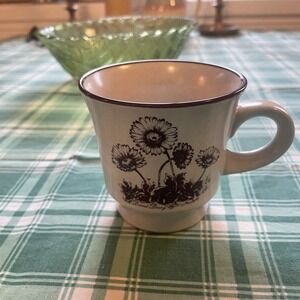 Vintage Noritake Desert Flowers Brown Stoneware Coffee or Tea Mug, Floral Daisy